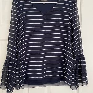 Blue and white striped blouse